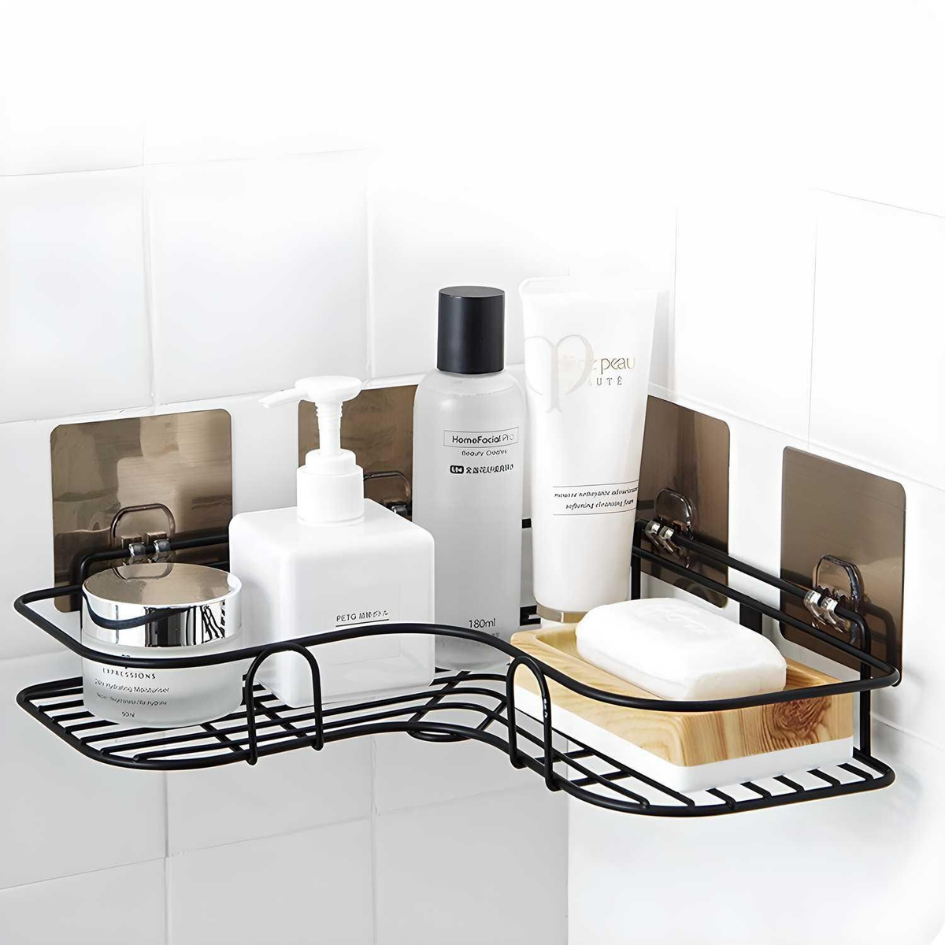 GripRack Self-Adhesive Metal Corner Shelf