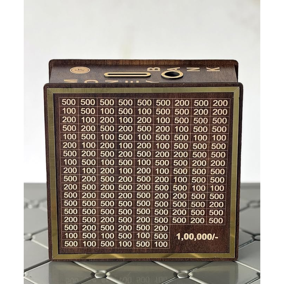 SaveBox – Wooden Savings Challenge Piggy Bank