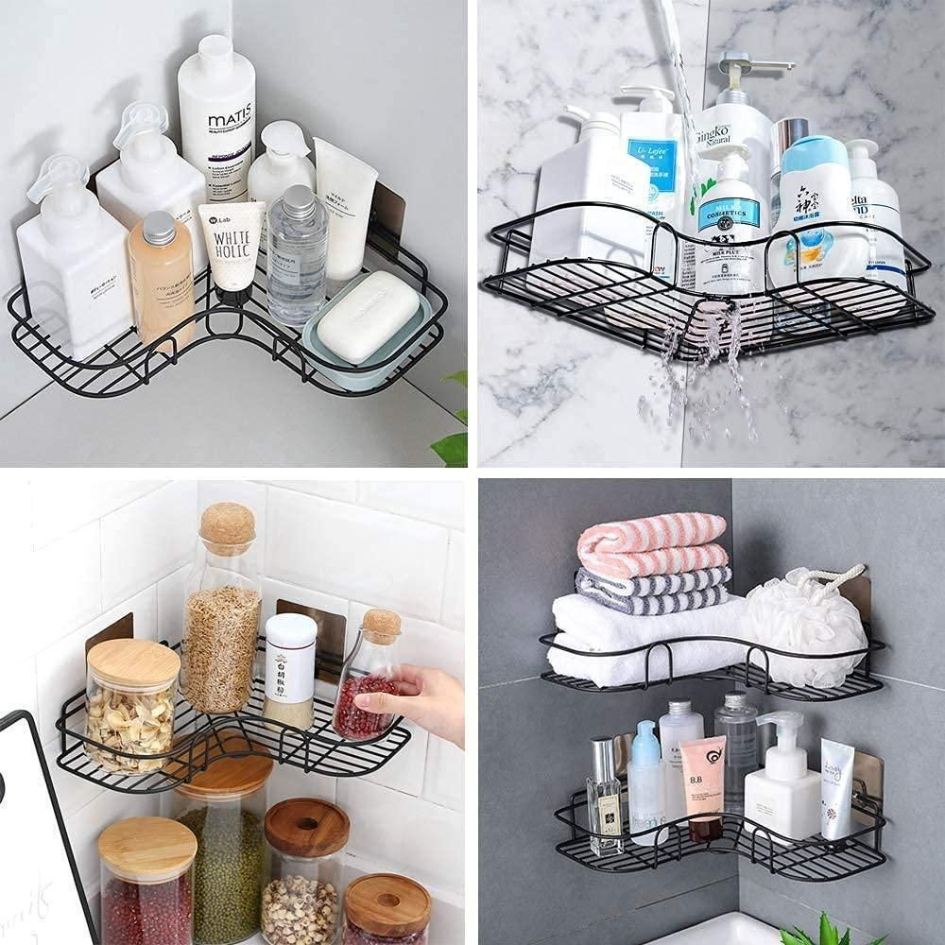 GripRack Self-Adhesive Metal Corner Shelf