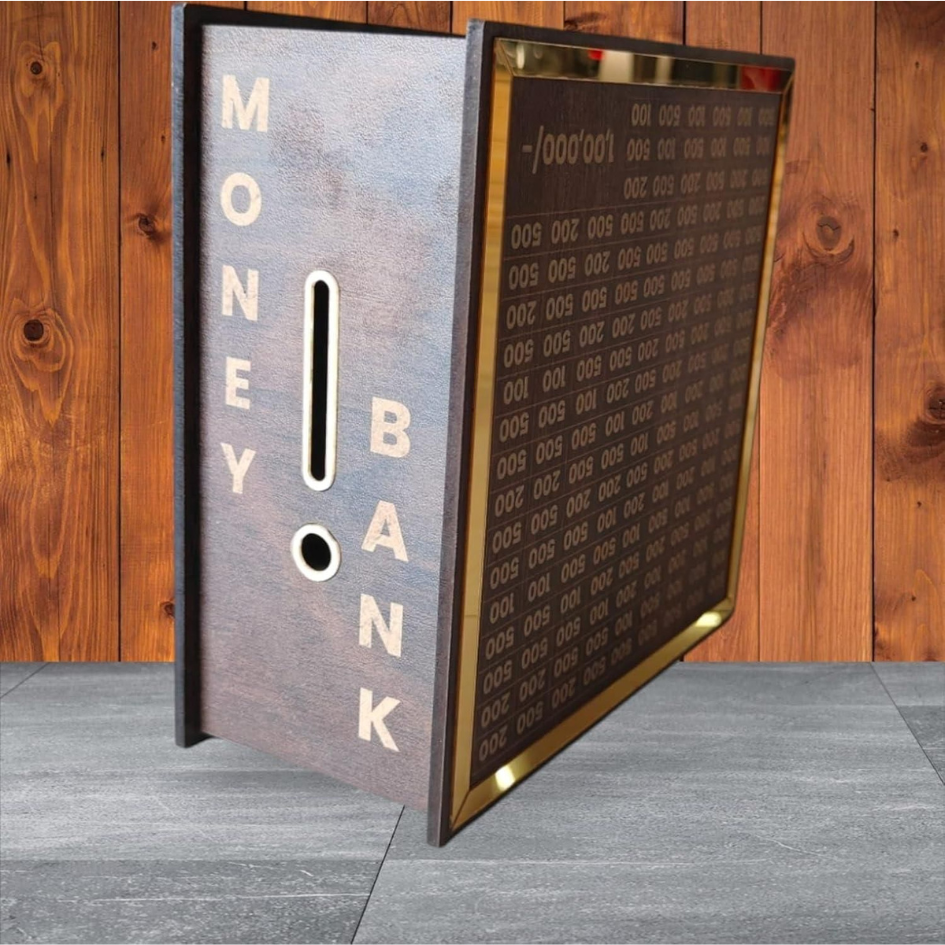 SaveBox – Wooden Savings Challenge Piggy Bank