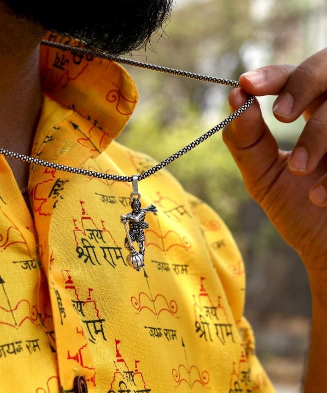 π± DivineGuard β Hanuman ji Silver Pendant Chain for Men