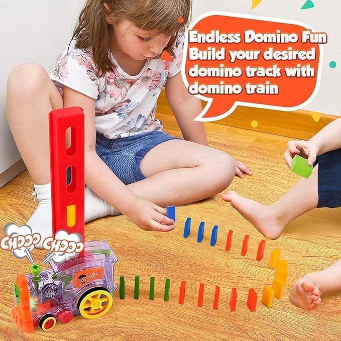 PlayRail Domino Set β Automatic Toy Train with Colourful Domino