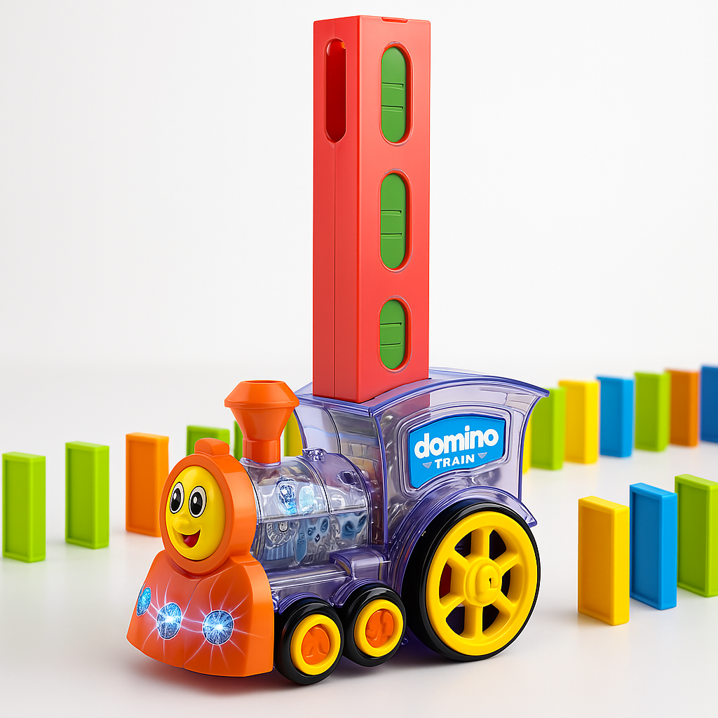 PlayRail Domino Set β Automatic Toy Train with Colourful Domino