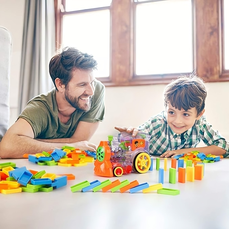 PlayRail Domino Set β Automatic Toy Train with Colourful Domino