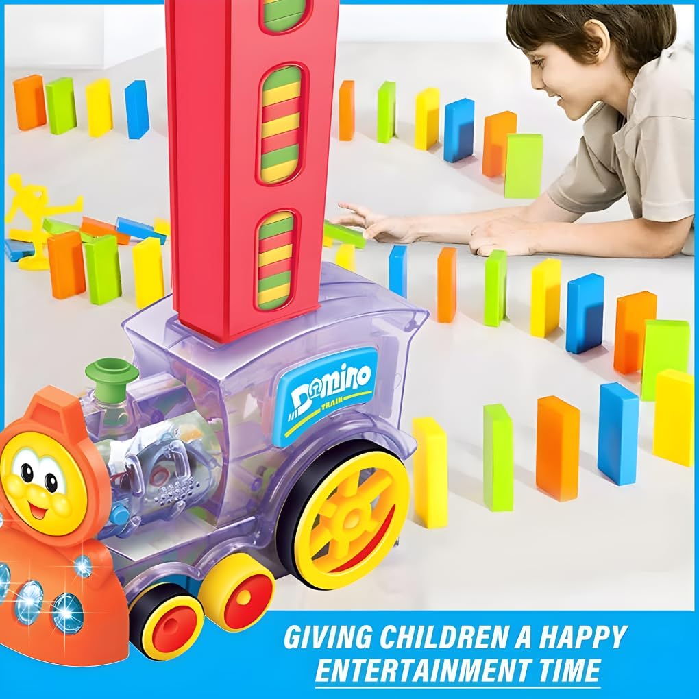 PlayRail Domino Set β Automatic Toy Train with Colourful Domino