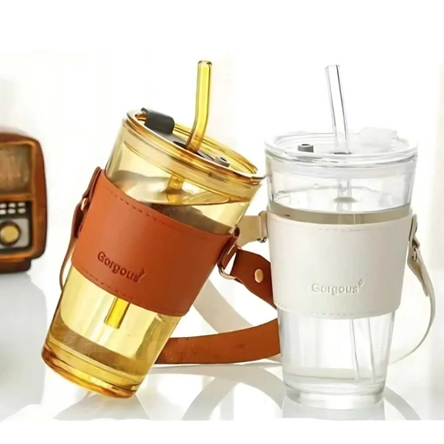 Stylish Glass Tumbler with Lid & Straw | Sleek, Durable, On-the-Go!
