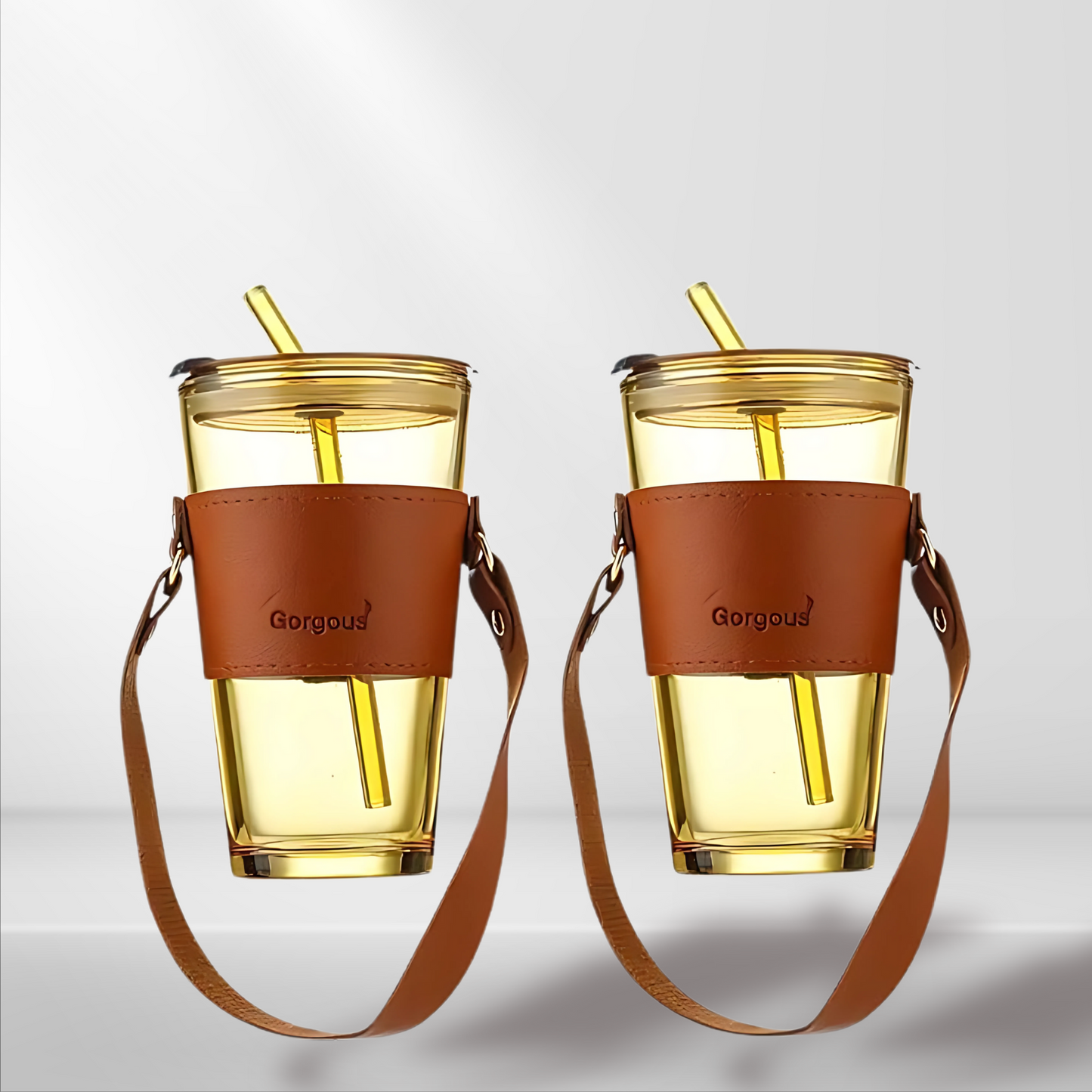 Stylish Glass Tumbler with Lid & Straw | Sleek, Durable, On-the-Go!