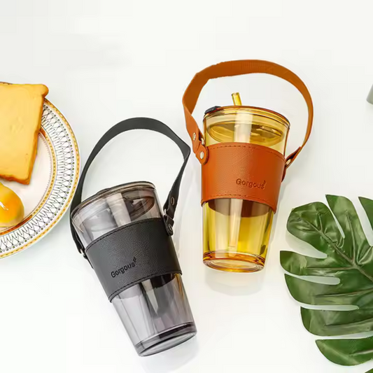 Stylish Glass Tumbler with Lid & Straw | Sleek, Durable, On-the-Go!