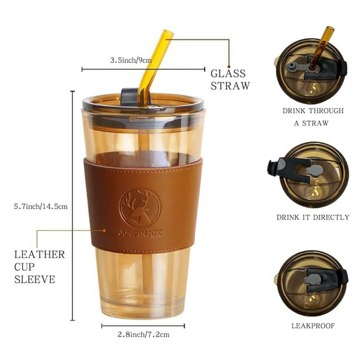 Stylish Glass Tumbler with Lid & Straw | Sleek, Durable, On-the-Go!