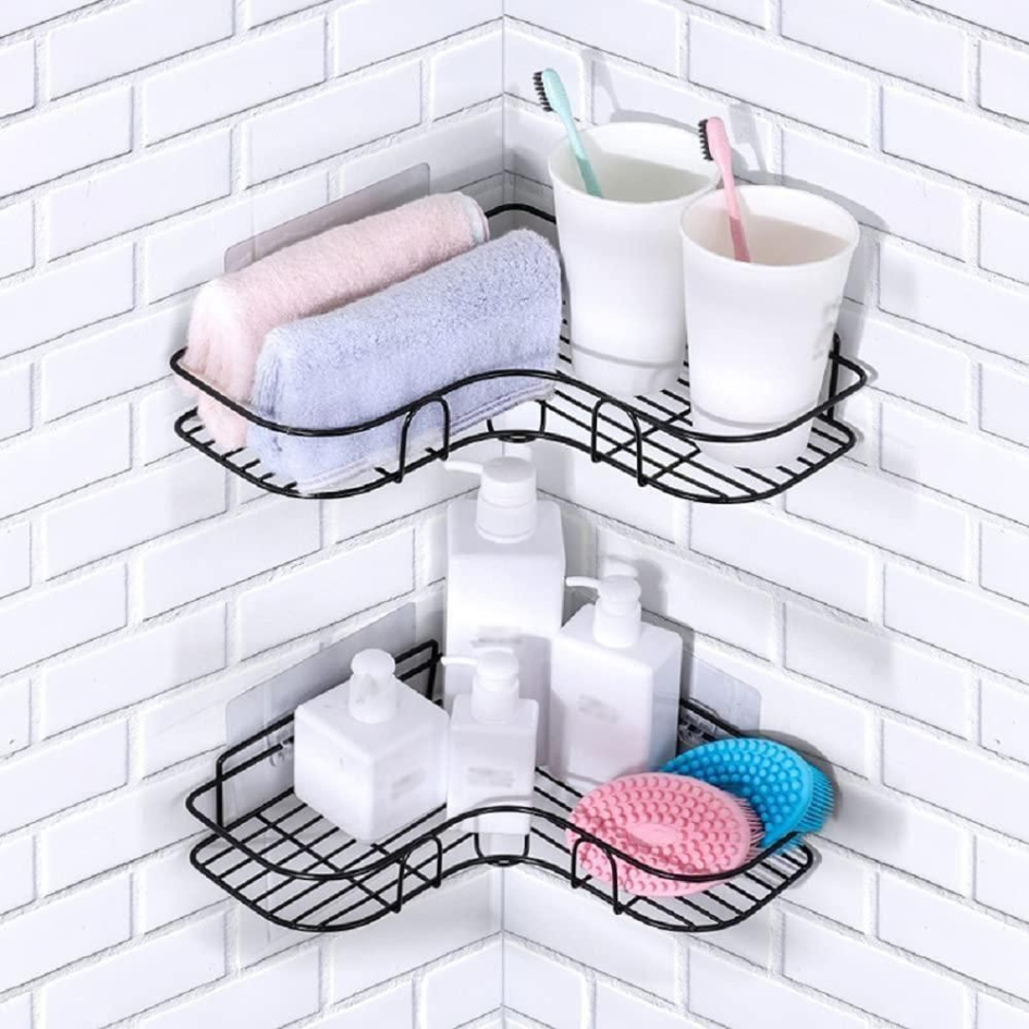 GripRack Self-Adhesive Metal Corner Shelf