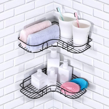 GripRack Self-Adhesive Metal Corner Shelf