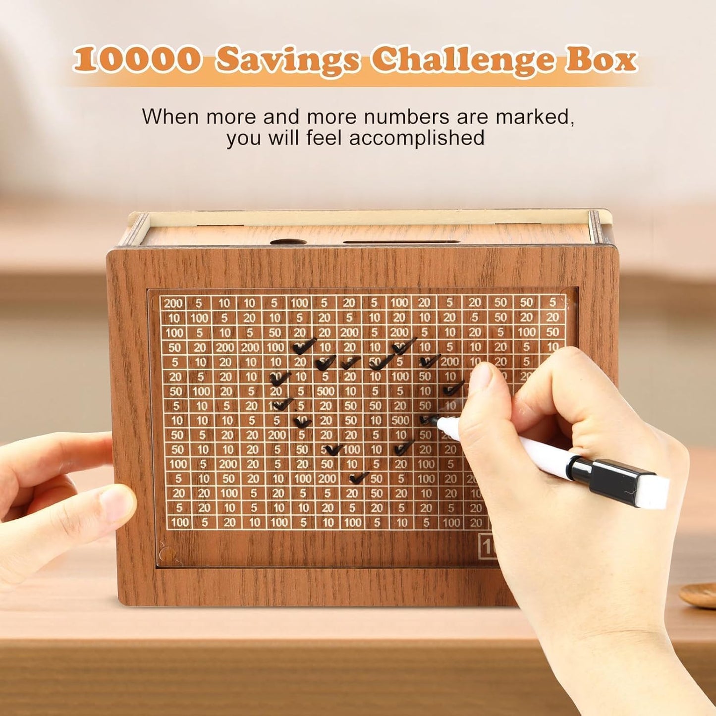 SaveBox – Wooden Savings Challenge Piggy Bank