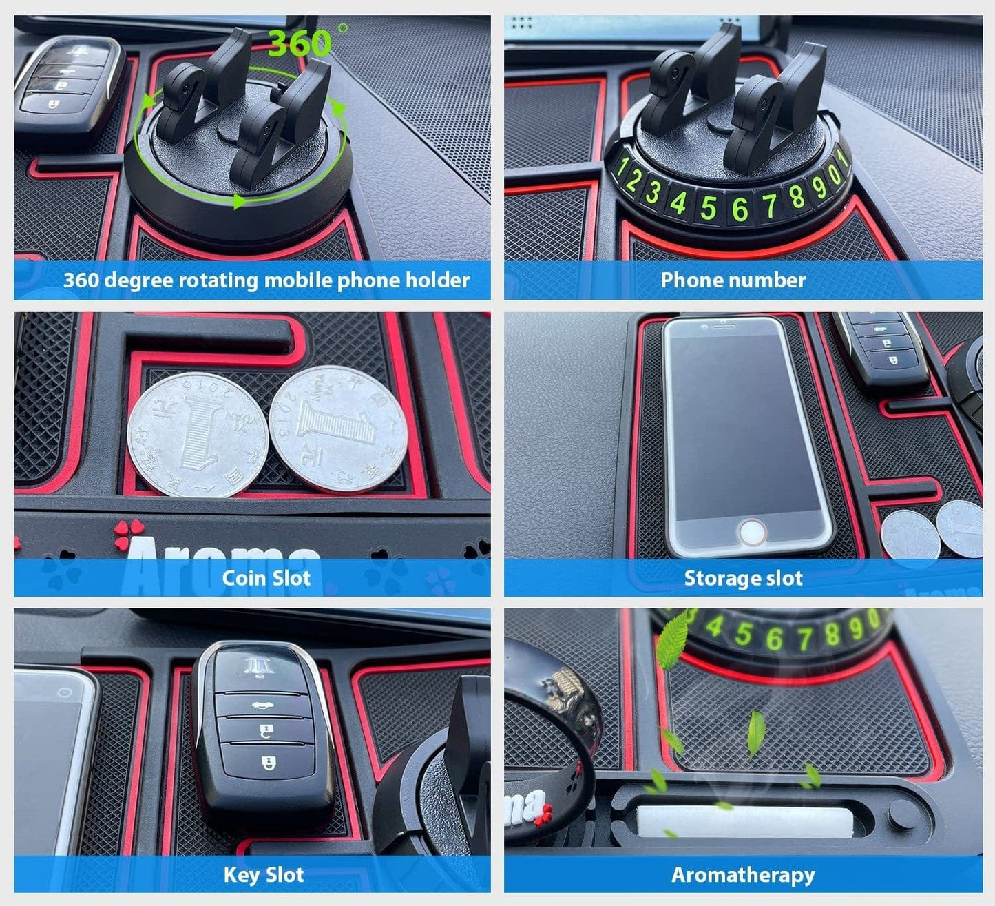 DashDock Pro – Anti-Slip Dashboard Phone Holder with Number Display